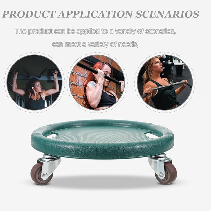 Ab Roller Wheel Abdominal Exercise Sliders with 4-wheel Design, Silent Multi-directional Core Trainer for Home Gym Fitness, Green Workout Gliding Discs for Strength Training