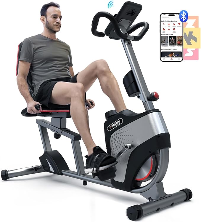 HARISON Exercise Bike 400 lbs Capacity, Easy Assembly Magnetic Recumbent bike for Adult and Seniors with Arm Exerciser , Recumbent Stationary bike for Home, 2 in 1 LCD Monitor and Tablet Holder (Same-day Shipping service）