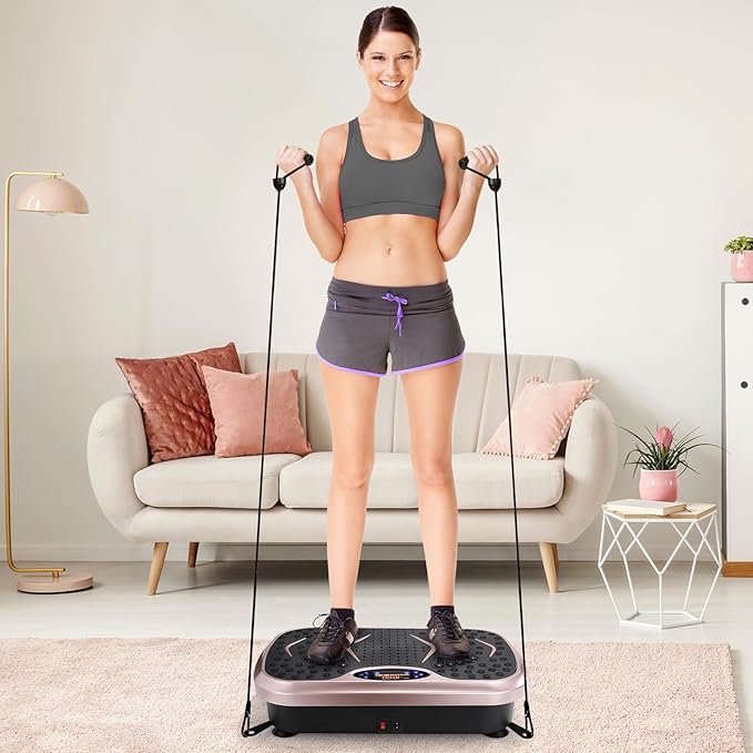 Arlopu 3D Vibration Plate Exercise Machine, Full Body Workout Vibration Platform for Weight Loss & Lymphatic Drainage, Shake Fitness Platform with Loop Bands for Women Men