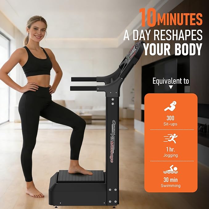 Vibration Platform Machine – Full Body Vibration Plate Exercise Machine with Support Handles, 99 Adjustable Speed Levels for Muscle Activation, Body Toning, Balance & Fat Burning at Home