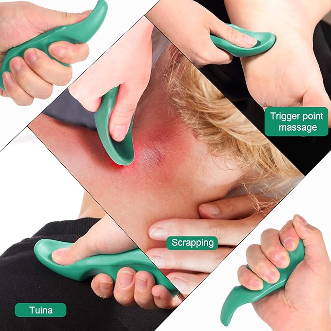 2 Pcs Deep Tissue Massage Tool Set Include 4 Legged Palm Massager and Thumb Massager Tool for Therapists Full Body Muscle Relief Gentle Point Massage Portable Handheld for Home Travel