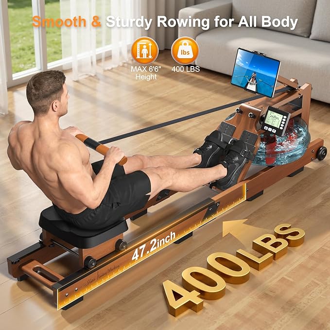 2026update Magnetic Rowing Machines for Home,Rower Machine with 16 Levels,Powerful Silent Magnetic Resistance,350lbs Weight Capacity,LCD Monitor,Silent Rail System,Row Machine for Home Gym Exercise
