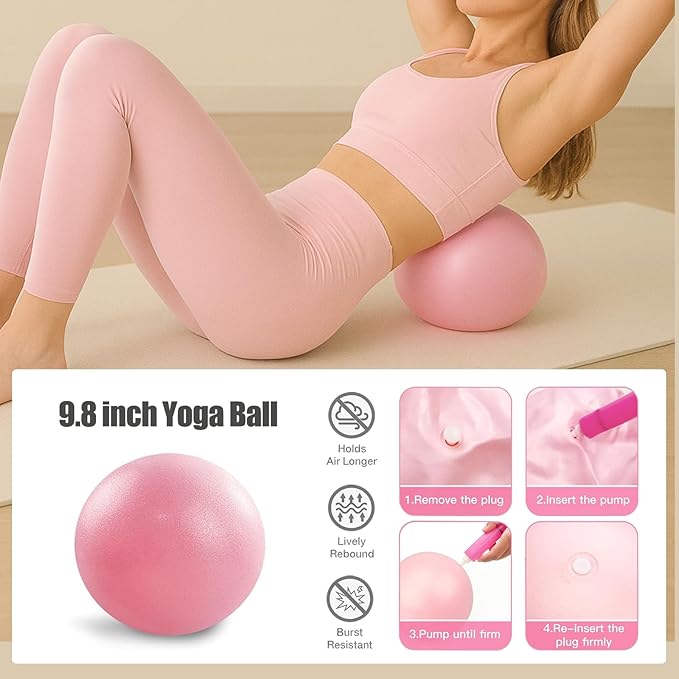 Pilates Kit for Home Workouts with Pilates Ring and Ball Set, Resistance Bands Set, Yoga Mat Bag, Yoga Straps, Figure 8 Resistance Band, Pilates Essentials Kit for Women, Beginners,Pilates Set Gift