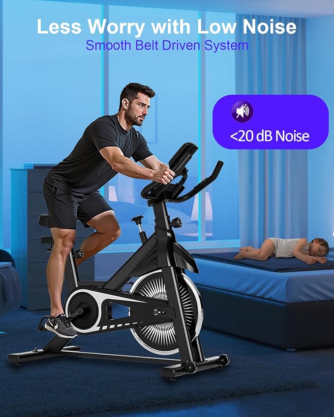 Exercise Bike,Adjustable Resistance Indoor Cycling Bike for Home Exercise - Stationary Bike with Smartphone Holder, LCD Display & Heart Rate Monitor