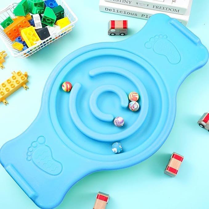 Maze Balance Board for Kids Plastic Wobble Rocker Balance Board with Mini Balls Load 220lb Balance Game with Handles for Toddler Balancing Exercise Equipment Game, 24.5 x 11.8 Inch