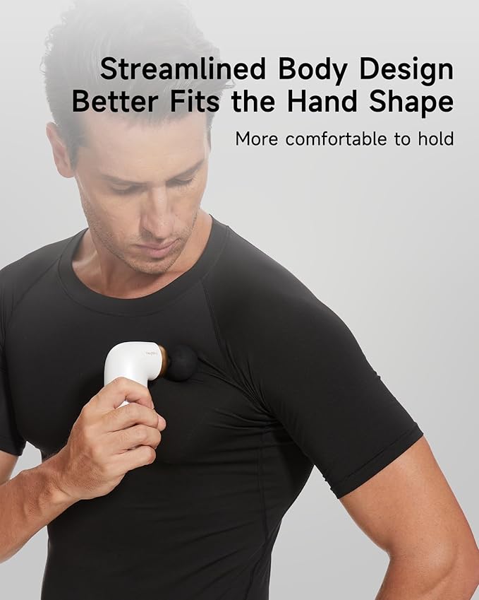 A1 Super Mini Massage Gun, Percussion Deep Tissues Muscle Massager, Compact Sports Travel Massage Gun, Portable Handheld Massager for Office, Home, Athletes(White)