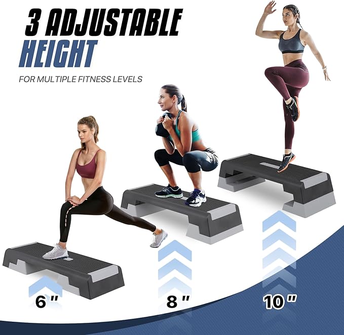 MADOG Aerobics Stepper Platform with 4/6/8 inch Height Stackable Risers