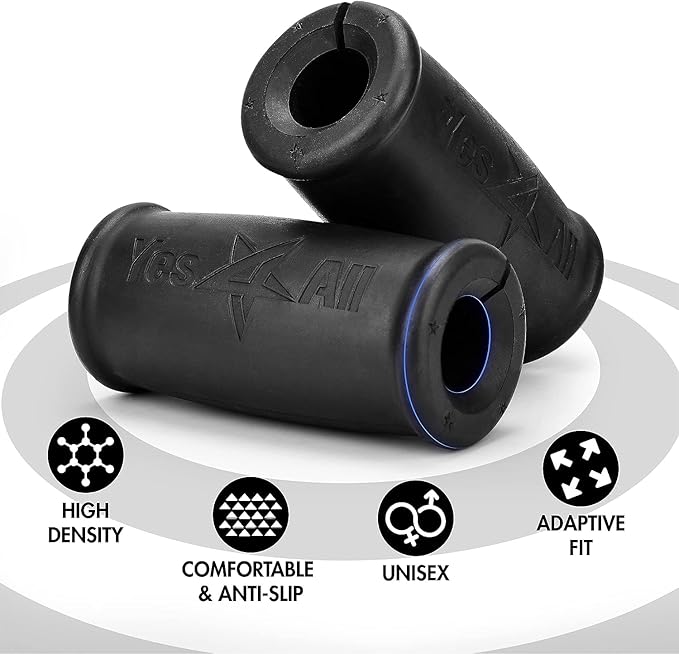 Yes4All Thick Dumbbell Handles Grips, Firm Rubber Barbell Grips, Great for Increasing Forearm Strength, Weightlifting, Muscle Building, Cable Attachments