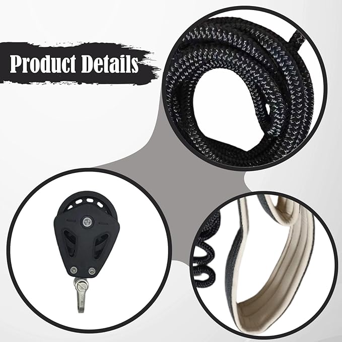 Pilates Reformer Pull Ropes,Exercise Straps Replaces Pull Down Attachment Ropes Double Loop Straps with Wheel for Home