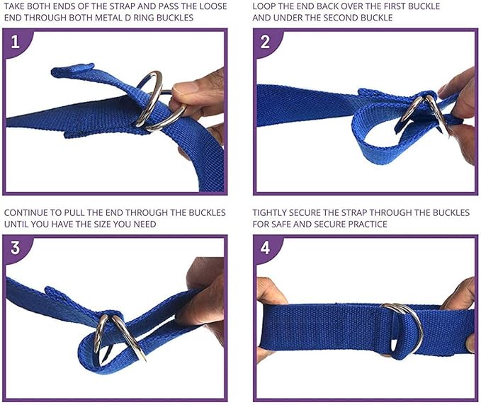 5-Pack Yoga Exercise Adjustable Straps 8Ft OR 10Ft with Durable D-Ring for Pilates & Gym Workouts Yoga Fitness | Hold Poses, Stretch, Improve Flexibility & Maintain Balance