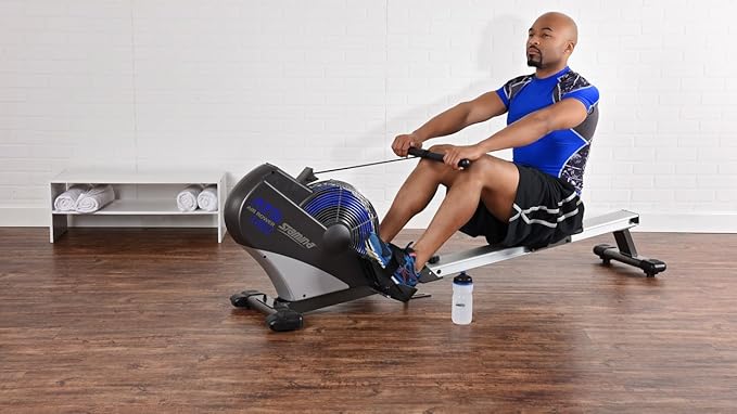 Stamina ATS Air Rower, Grey - Smart Workout App, No Subscription Required - Foldable Rowing Machine for Home Use