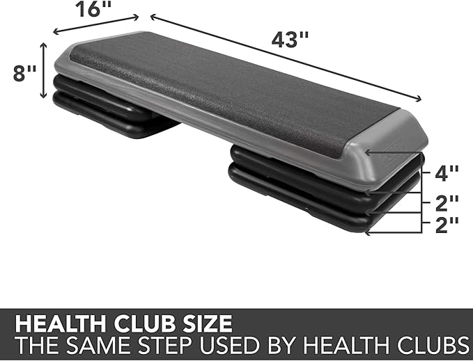 The Step Freestyle Grey Aerobic Platform, Health Club Size Steppers for Exercise