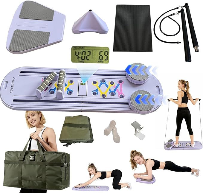 Pilates Reformer,Mini Portable Foldable Pilates Board for Home Workout,Multifunctional Pilates Reformer Sets for Women