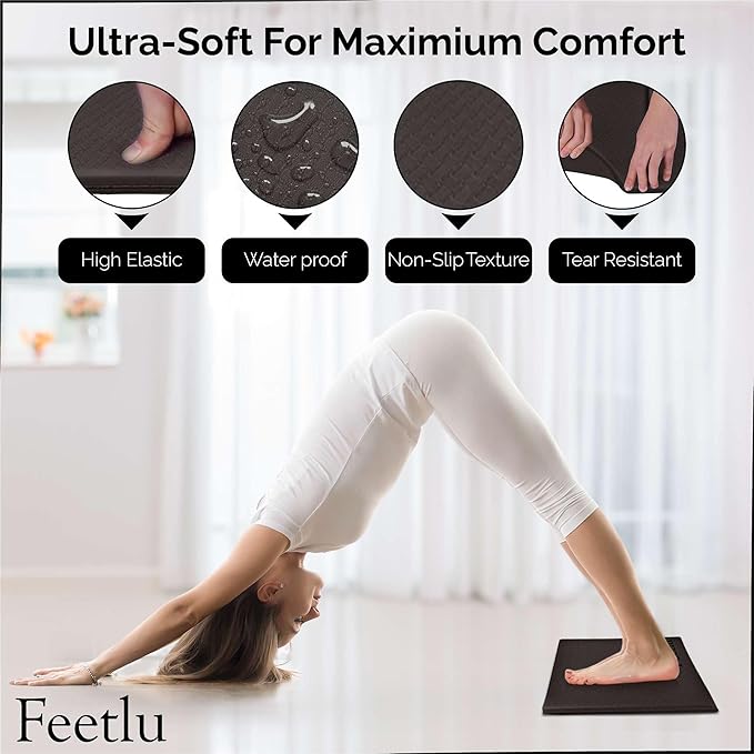 Yoga Knee Pad Cushion Exercise Knee Pad Folding, 1/2" Thick 24"x12" Eliminate Pain During Yoga or Exercise Workout– Extra Thick Padding& Support for Yoga Pilates, Fitness Exercise