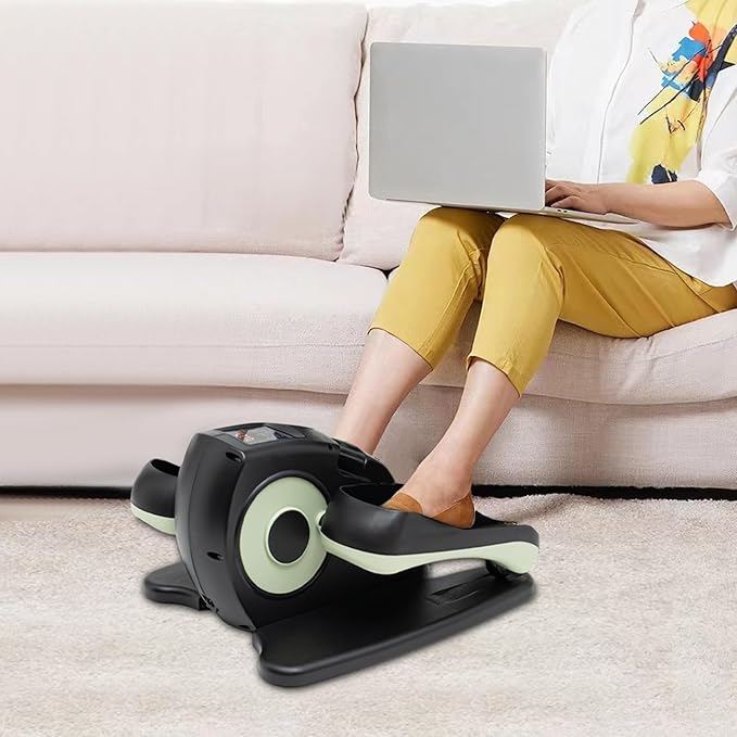 Portable Pedal Exerciser 5 Speed Gears Electric Elliptical Trainer with Remote Control and LCD Screen Under Desk Bike Pedal Exerciser for Home, Training Room, Offices