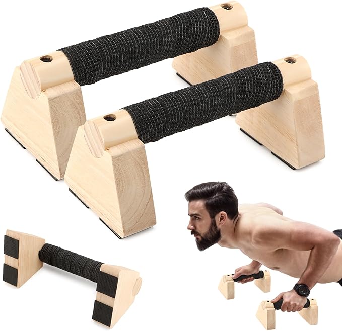 Wood Parallettes Bars for Home Workout, Push Up Bars & Dip Stands, Wooden Calisthenics Equipment Handstand Blocks for Strength Training, Rehabilitation & Gymnastics