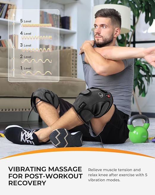 CooCoCo Knee Massager with Heat/Cold, Knee Pain Relief, Vibration Massage, Heating Pad for Knee, Heated Knee Pad for Dad Mom Husband Wife Seniors