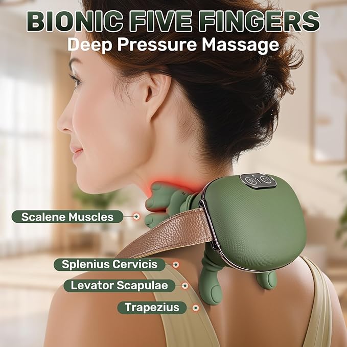 Shoulder and Neck Massager with Heat Heated Massager, Neck Massager with Fingers, Shoulder Massager with Hands, Simulates a Real Palm Massage for Comfort, Relax Muscle Tension