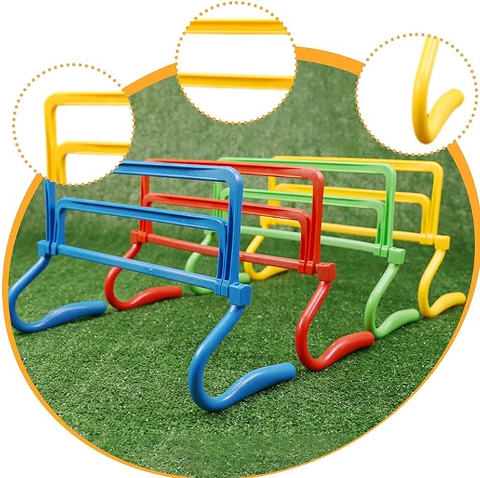 Agility Hurdle Adjustable Obstacles Jumping Bar Set Speed Training Equipment Set for Running Football Indoor Outdoor Pets, Yellow