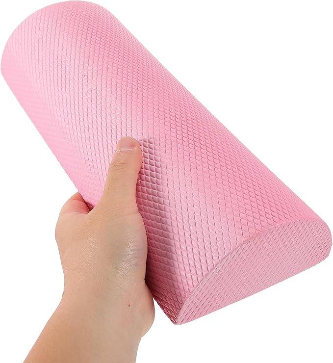 Versatile Yoga Roller Half- Tool Lightweight Foam Roller for Back and Lumbar Massage Training Posture Improvement Sakura Pink 30x6.3cm