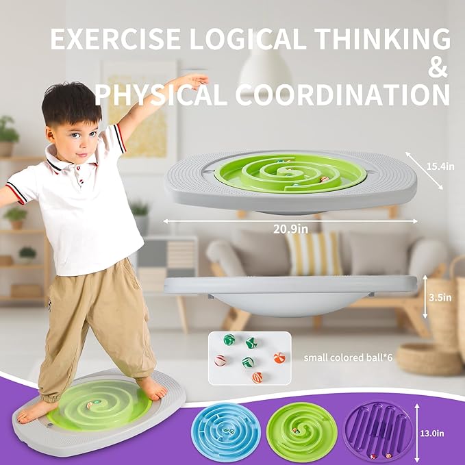 Balance Board for Kids, Toddler Balance Board Maze, Wobble Board with 6 Colored Balls,3 Replacement Labyrinth Boards, Balancing Board Physical Therapy for Sensory Training