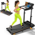 Walking Pad Treadmill with Desk, Foldable Treadmills for Home, Quiet Treadmill with 10% Incline, 300lbs Weight Capacity Walking or Running for Home Office