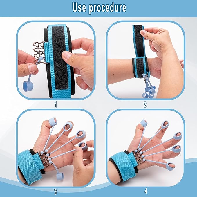 Finger Strengthener Band Exerciser Trainer ,Finger Resistance Band for Hand Grip Strength Forearm Stretching Rehabilitation Fitness Assist for Arthritis, Carpal Tunnel for Muscle Building and Injury Recovery.