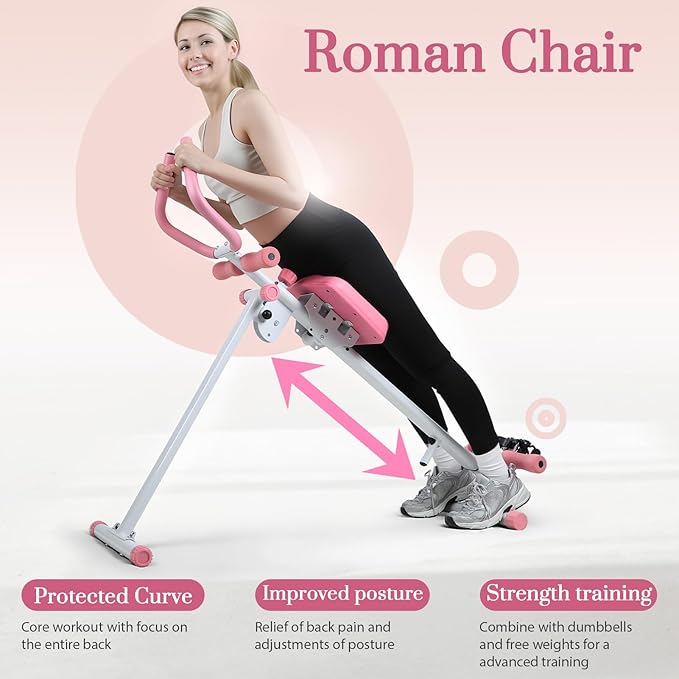 Ab Workout Equipment, Height Adjustable ab Trainer, Ab Machine Abdominal Exercise Equipment for Home Gym, Full Body Workout Equipment, Foldable Waist Trainer Suitable for Beginner