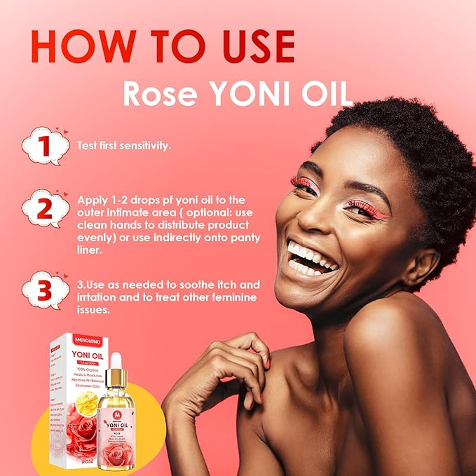 2 Pack Yoni Oil for Women - Organic Rose Feminine Oil, Feminine Deodorant - pH Balance - Eliminates Odor - Yoni Moisturizer, 100% Natural Yoni Essential Oil, 1 fl oz/pc (Rose)