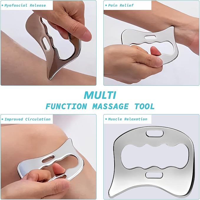 Stainless Steel Gua Sha Muscle Scraper Tool, Myofascial Scraping Tools for Physical Therapy, Lymphatic Drainage Massager, Soft Tissue Massage Tool