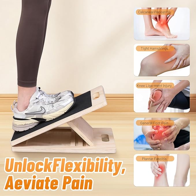 Adjustable Slant Board for Calf Stretching，Calf Stretch Incline Plate for Exercise, Squats and Physical Therapy，Foot and Ankle Physical Therapy & Leg Stretching & Tool for Back and Leg Pain Relief