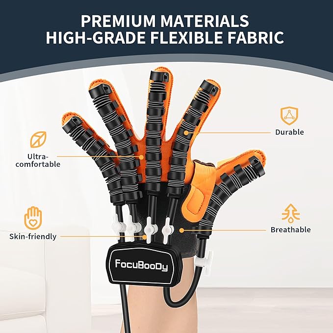 Rehabilitation Robot Gloves Equipment for Stroke Recovery, Hand Strength Exercise, and Adaptive Training Hemiplegic Finger with USB Chargeable Orange(Size XL,Left Hand)
