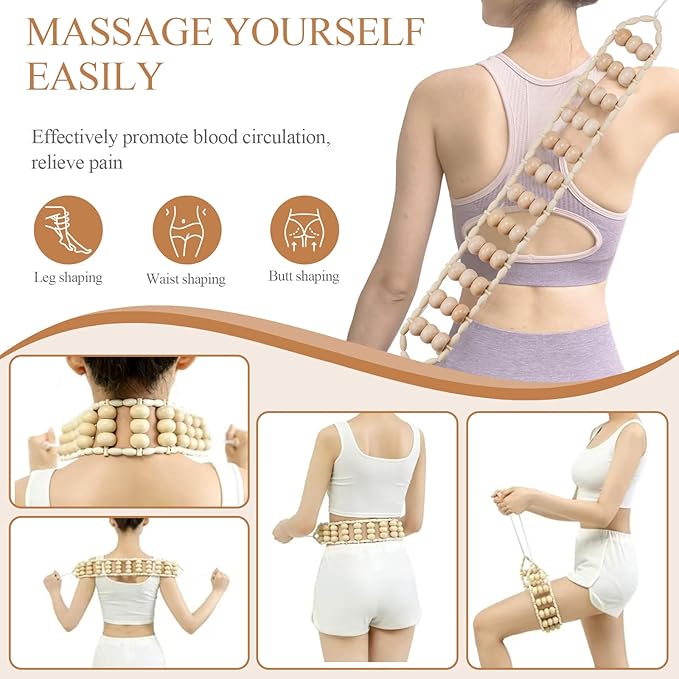 3Pcs Wood Therapy Massage Tools Lymphatic Drainage Massager Wooden Massager Body Sculpting Tools for Maderoterapia,Anti-Cellulite,Pain Relief(3-in-1 Massager)