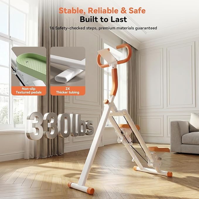 Stair Steppers for Exercise at Home, Folding Vertical Stair Stepper Climber, Full-Body Cardio Machine with Adjustable Handles, Steel Frame & Digital Monitor