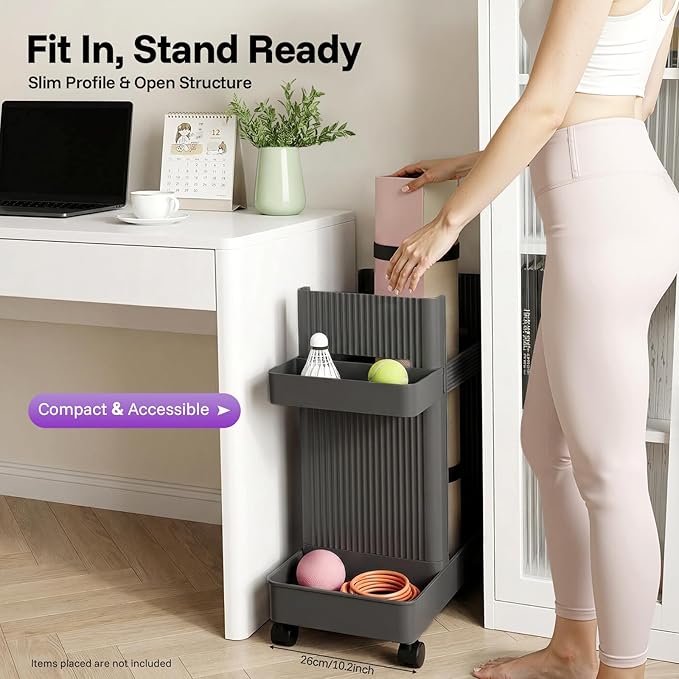 Yoga Mat Storage Racks, Home Gym Storage Rack with Wheels, Weight Cart Stand Small Gym Racks Yoga Racks, Dumbbell Weight Rack Workout Equipment Storage for Gym Fitness Organizer