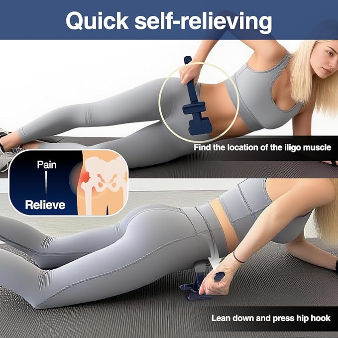 Psoas Release Tool-Hip Hook Psoas Muscle Release Tool Fully Adjustable for Iliacus,Waist Pain Sciatica,Back&Posture Relief,Hip Flexor Release Tool and Trigger Point Massage Tool [Patent Pending]
