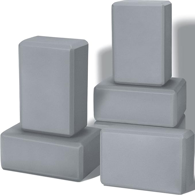 Wettarn 6 Pack Yoga Blocks 9 x 6 x 4 Inch Eva Foam Lightweight Non Slip Yoga Props for Yoga Pilates Stretching Meditation