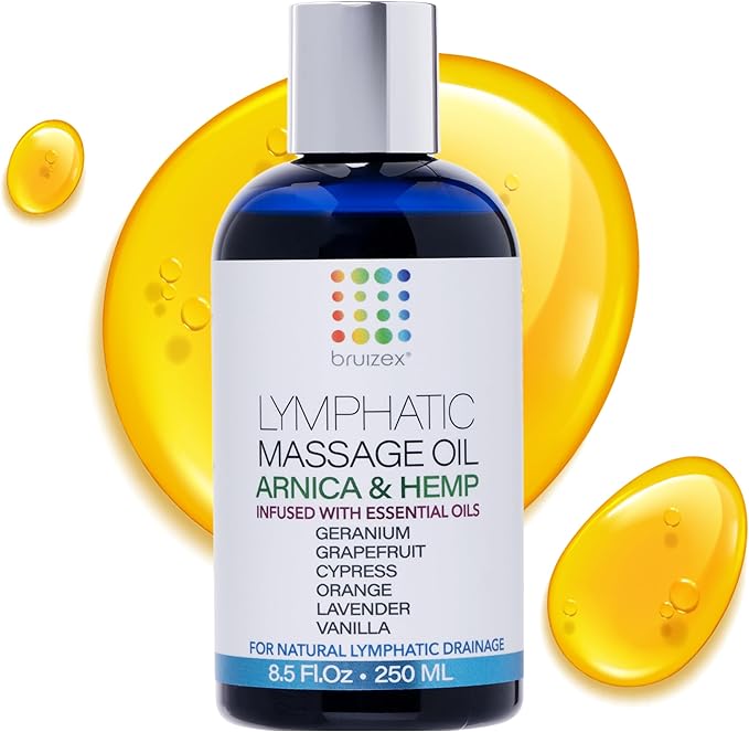 Bruizex Lymphatic Drainage Massage Oil with Arnica & Hemp Seed Oil for After Care Routine & Lymphatic Drainage Massager, Liposuction, 360 Lipo, BBL, Tummy Tuck Procedure, Calming Formula - 8.5 Oz