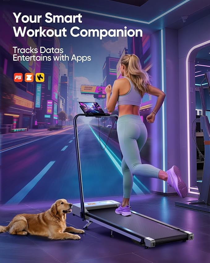Walking pad Treadmill with Incline & Handle Bar, Folding Treadmill for Home Small Spaces, Compact Portable Under Desk Treadmill,Dual LED Display, 2.5Hp Quiet Running pad, APP, 300 lbs Capacity
