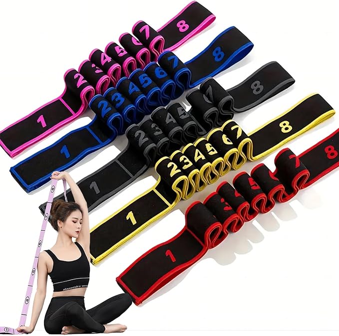 Fitness Resistance Bands with Handles, Numbered Resistance Bands for Glutes, Fitness Resistance Band for Stretching and Yoga, Adjustable Band for Seniors