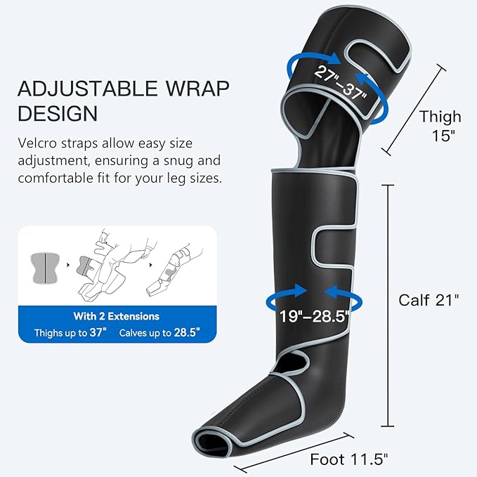 CINCOM Leg Massager with Heat and Compression, 3-in-1 Foot Calf & Thigh Massager for Circulation and Pain Relief Helpful for Lymphedema Edema Restless and Relaxation FSA - HSA