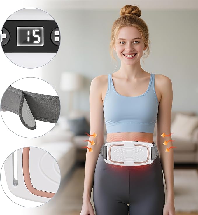 Heated Vibration Plate for Muscle Relief & Weight Loss, 9-Level Portable Cordless Massager with Heating, Mini Full-Body Fascia Ring for Lymphatic Drainage, Gift for Women (White)