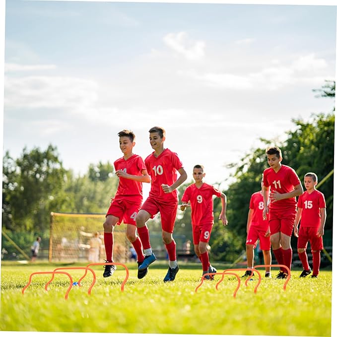 BESPORTBLE 5Pcs Durable Football Agility Hurdles Lightweight High Jumping Training Equipment for Soccer Outdoor Practice Strong Stability Bright Orange Color