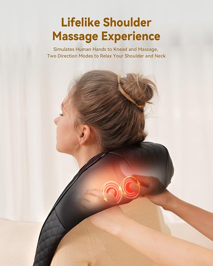 KNQZE Shiatsu Cordless Neck and Back Massager with Heat, Rechargeable Neck and Shoulder Massager, 4D Deep Tissue Kneading Massage for Leg, Full Body Muscle Pain Relief, 2026 Upgraded Ergonomic Design
