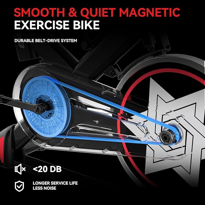 Exercise Bike, pooboo Stationary Bike for Home Gym, Magnetic Resistance Indoor Cycling Bike w/Comfortable Seat Cushion & Tablet Mount, Silent Belt Drive Indoor Bike for Cardio Workout