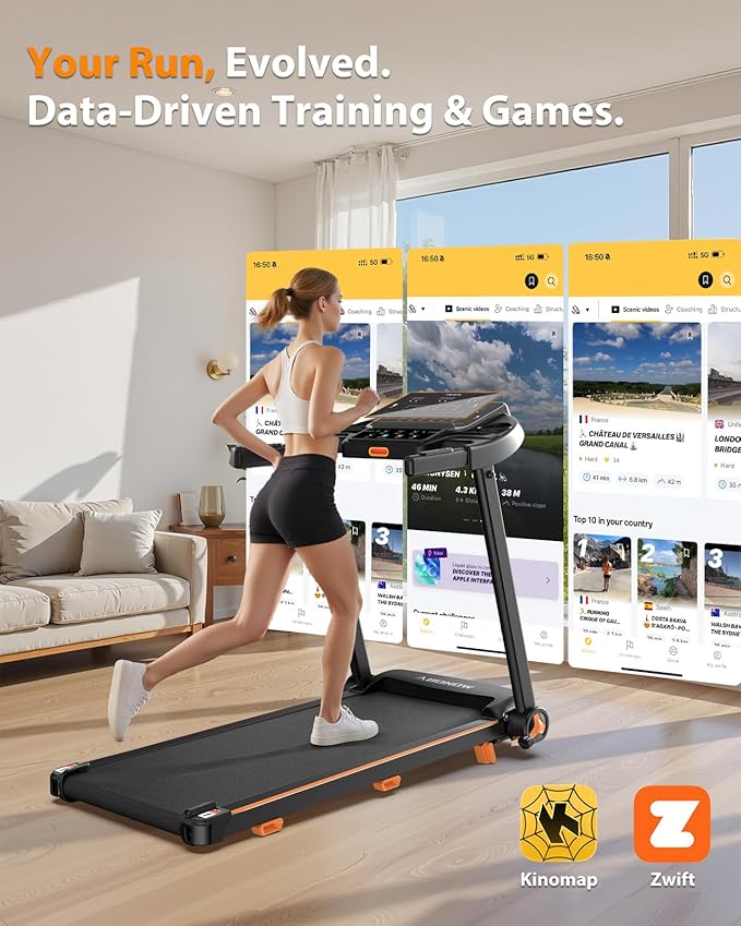 Foldable Treadmill for Home with Incline - Extra Large Dual LED Screen, 8.5MPH Max Speed, Bluetooth Speaker, 280LBS Capacity, 3HP Home Office Treadmills for Running Jogging Walking