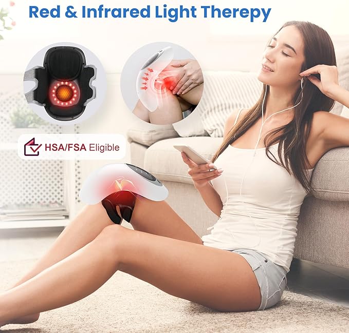 FSA Eligible Knee Massager with Heat for Pain Relief, HSA Eligible, Portable Cordless Knee Massager with Vibration for Comfort & Relaxation, Gift for Mom, Dad, Grandma & Grandpa, Seniors
