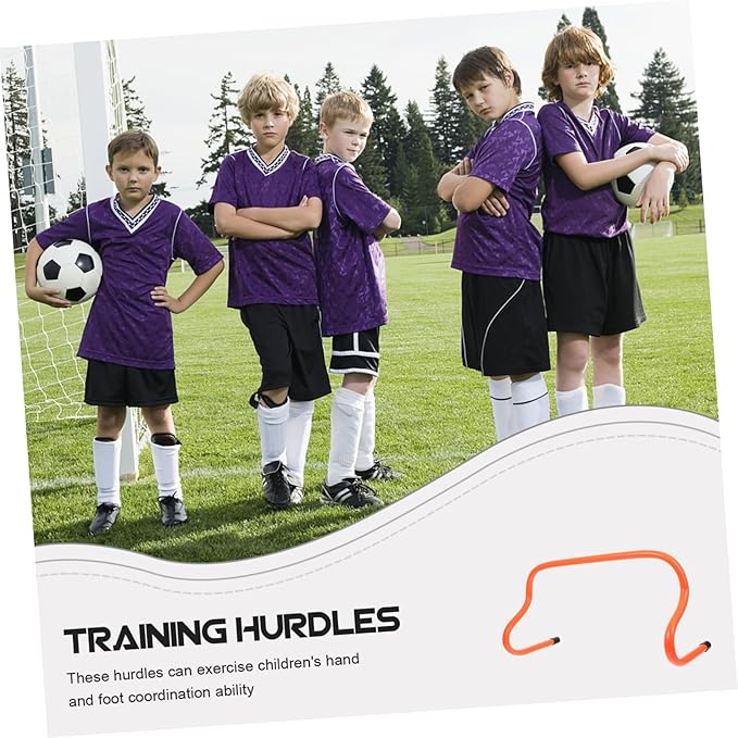 BESPORTBLE 5Pcs Durable Football Agility Hurdles Lightweight High Jumping Training Equipment for Soccer Outdoor Practice Strong Stability Bright Orange Color