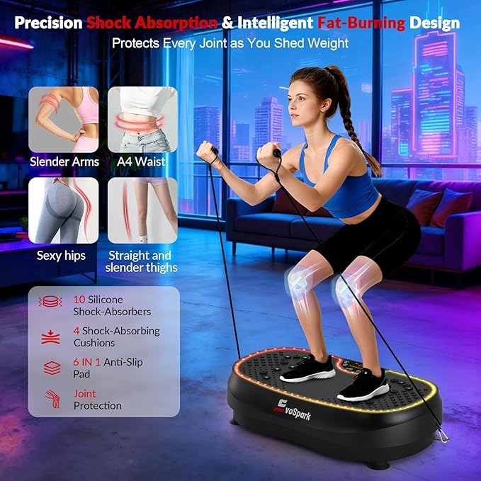 Vibration Plate Exercise Machine, 2026 EvoSpark Dual Motor Vibration Plate for Lymphatic Drainage, 3D & 4D Whole Body Vibration Plates for Weight Loss, Shaker Workout Equipment for Women Men Home