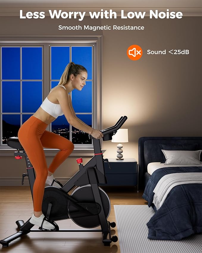 SupeRun Magnetic Exercise Bike for Home, Stationary Bikes Indoor Cycling with 32-Level Resistance, Adjustable for Users 5'1" to 5'11" & 300lbs Capacity